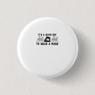 Polar Bear Black Bear Wearing Face Mask Cute Funny 3 Cm Round Badge