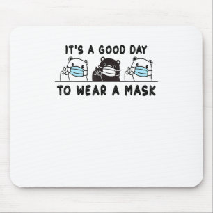 Polar Bear Black Bear Wearing Face Mask Cute Funny Mouse Pad