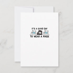 Polar Bear Black Bear Wearing Face Mask Cute Funny RSVP Card