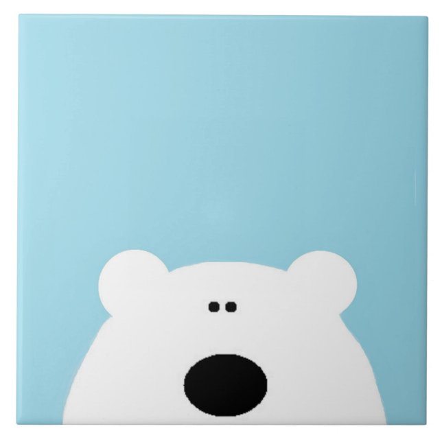 Polar Bear Blue Ceramic Tile (Front)