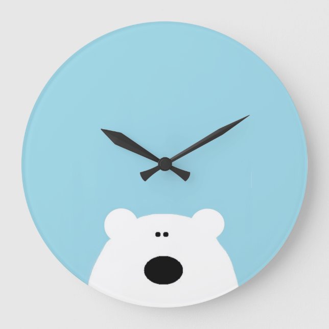 Polar Bear Blue Large Clock (Front)