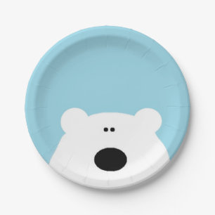 Polar Bear Blue Paper Plate