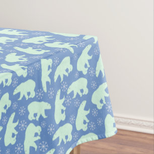 Polar Bear Blue Winter Tablecloth