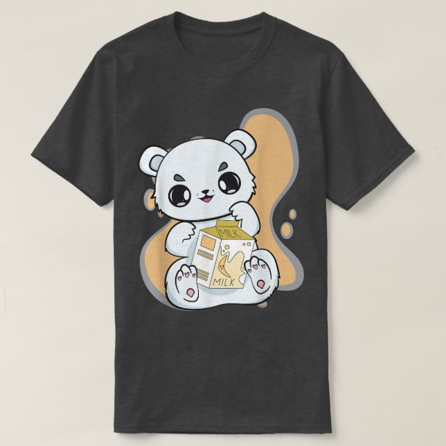 Polar Bear Boba Cute Anime Kawaii Pearl Banana Mil T-Shirt (Design Front)