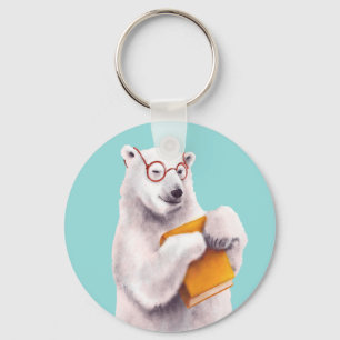 Polar Bear Book Lover Nerdy Key Ring