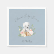 Polar Bear Boy Blue Baby Shower Napkins