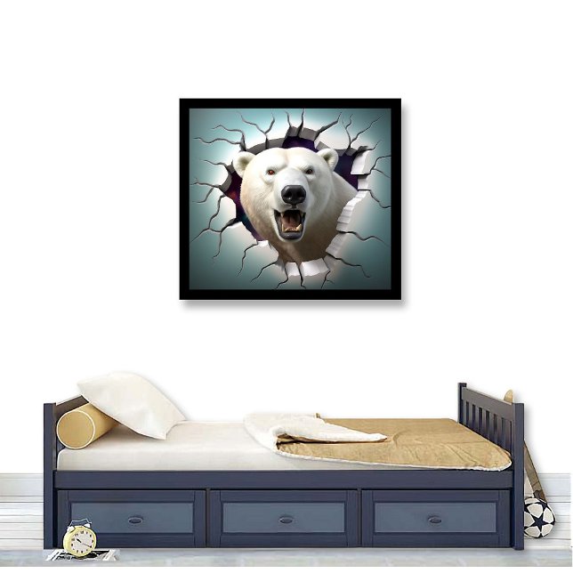 Polar Bear Breaking Out Print Poster Artwork Mural (Polar bear breaking out of a wall)