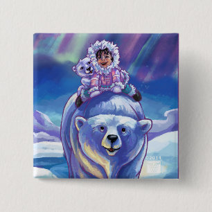 Polar Bear Bus 15 Cm Square Badge