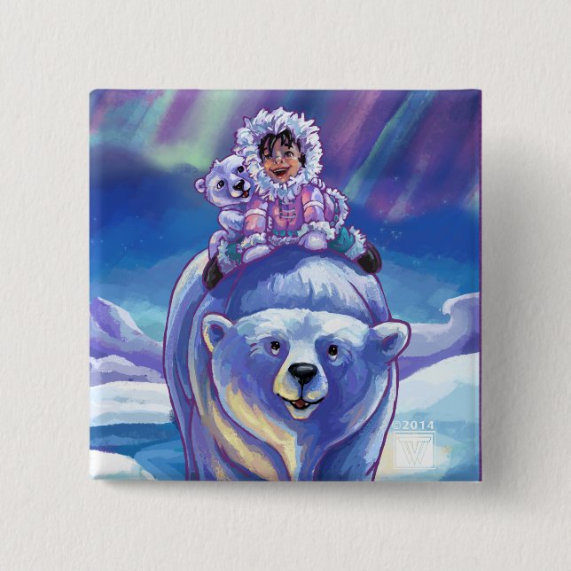 Polar Bear Bus 15 Cm Square Badge (Front)
