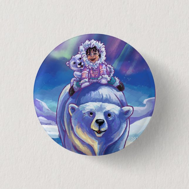 Polar Bear Bus 3 Cm Round Badge (Front)