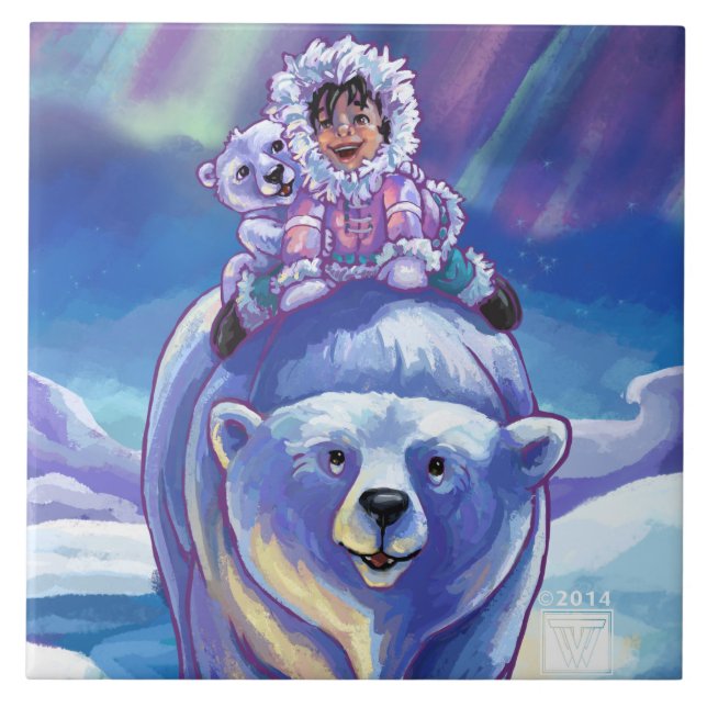 Polar Bear Bus Ceramic Tile (Front)