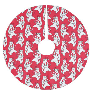 Polar Bear Candy Cane Christmas Tree Skirt