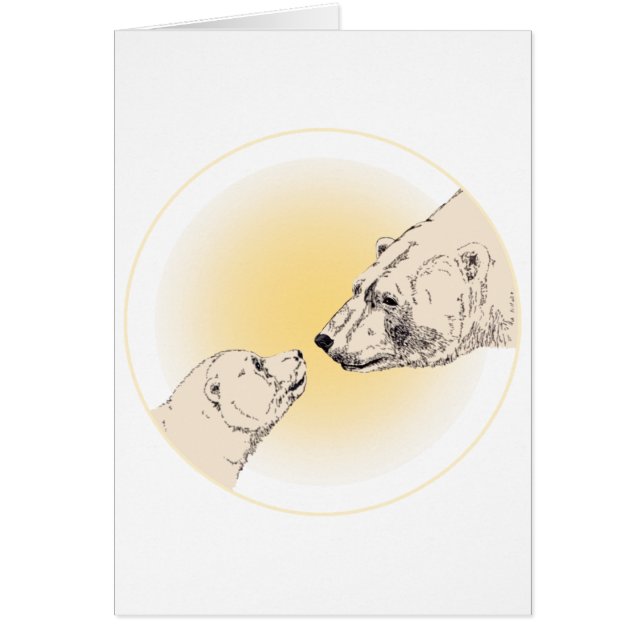 Polar Bear Card Bear & Cub Cards Wildlife Art Card (Front)