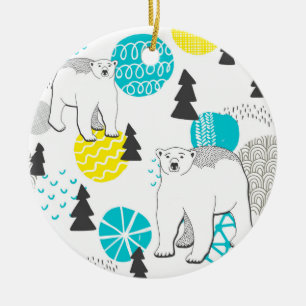 Polar bear ceramic ornament