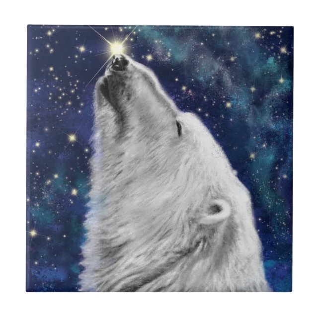 Polar Bear Ceramic Tile - Painting (Front)