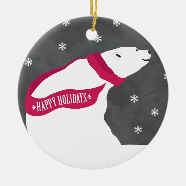 Polar Bear Chalk Board Holiday Ornament (Front)