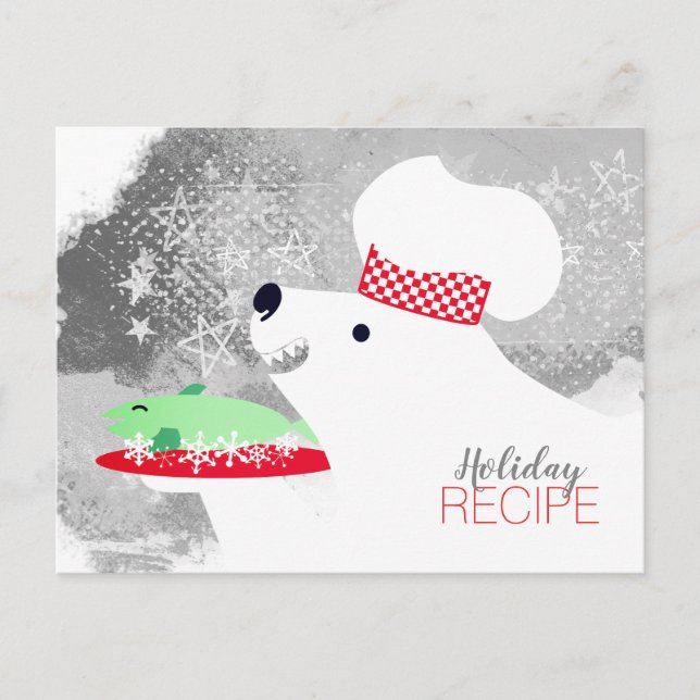 Polar bear chef cooking baking recipe card (Front)