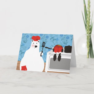 polar bear chef cooking Santa Christmas card