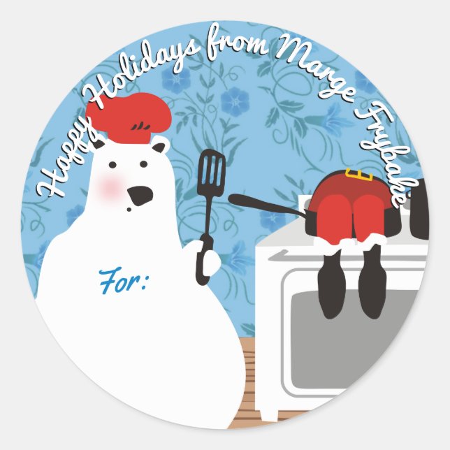 polar bear chef Santa from the kitchen of sticker (Front)