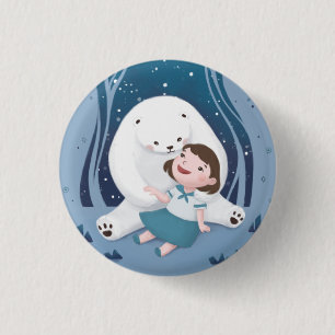 Polar Bear & Child Illustration 3 Cm Round Badge