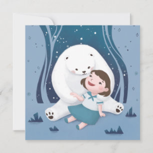 Polar Bear & Child Illustration Holiday Card