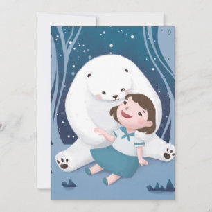 Polar Bear & Child Illustration Holiday Card