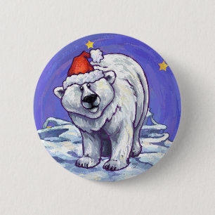 Polar Bear Christmas 6 Cm Round Badge