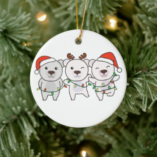 Polar Bear Christmas Animals Cute Polar Bear Ceram Ceramic Ornament