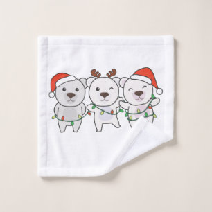 Polar Bear Christmas Animals Cute Polar Bear Wash Cloth