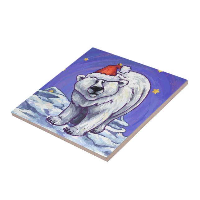 Polar Bear Christmas Ceramic Tile (Side)