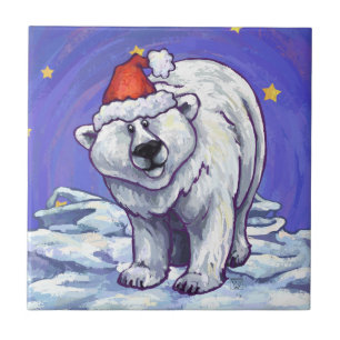 Polar Bear Christmas Ceramic Tile