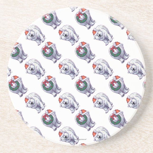 Polar Bear Christmas Coaster (Front)