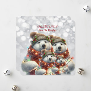 Polar Bear Christmas Greetings from Name Family  Holiday Card