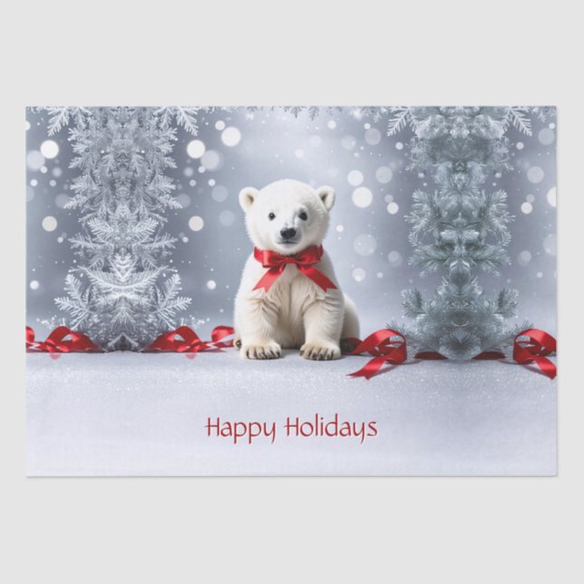 Polar Bear Christmas Holiday Tissue Paper (Front)