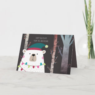 Polar Bear Christmas Holidays Modern Personalised Card
