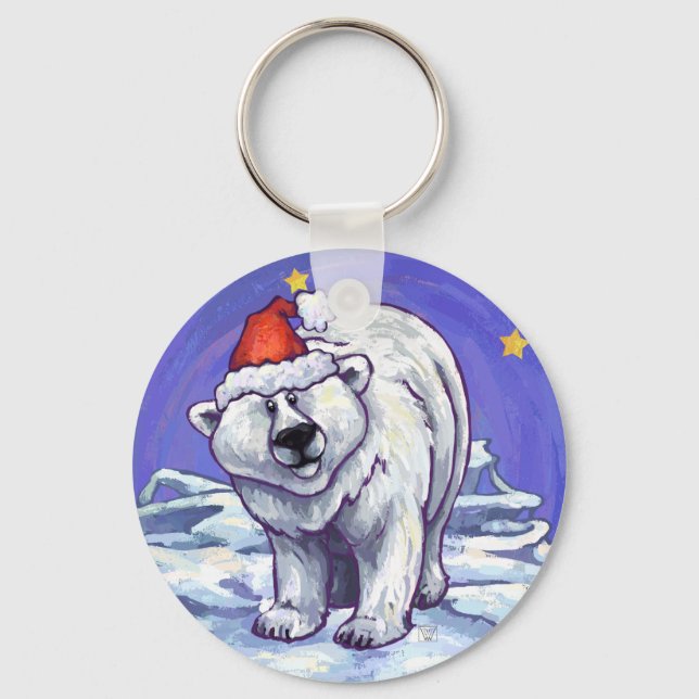 Polar Bear Christmas Key Ring (Front)