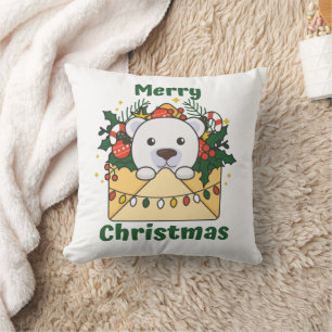 Polar Bear Christmas Letter Winter Animals Polar Cushion