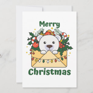 Polar Bear Christmas Letter Winter Animals Polar Holiday Card