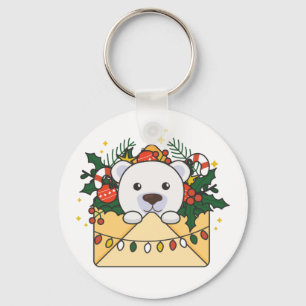 Polar Bear Christmas Letter Winter Animals Polar K Key Ring