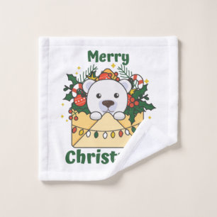 Polar Bear Christmas Letter Winter Animals Polar Wash Cloth