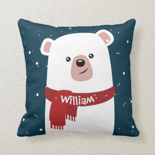 Polar Bear Christmas New Year's Personalised Cushion
