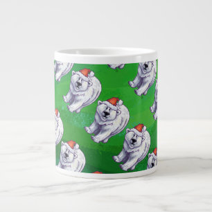 Polar Bear Christmas On Green Large Coffee Mug