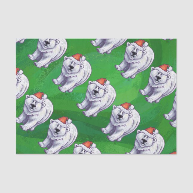 Polar Bear Christmas On Green Tissue Paper (Front)