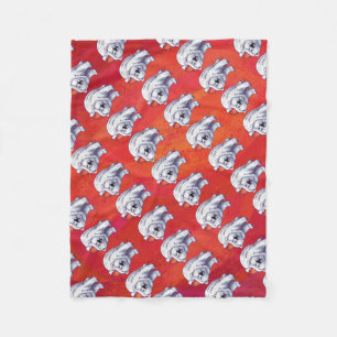 Polar Bear Christmas On Red Fleece Blanket