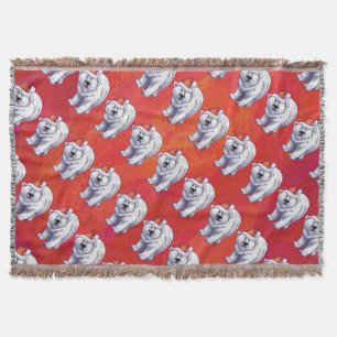 Polar Bear Christmas On Red Throw Blanket