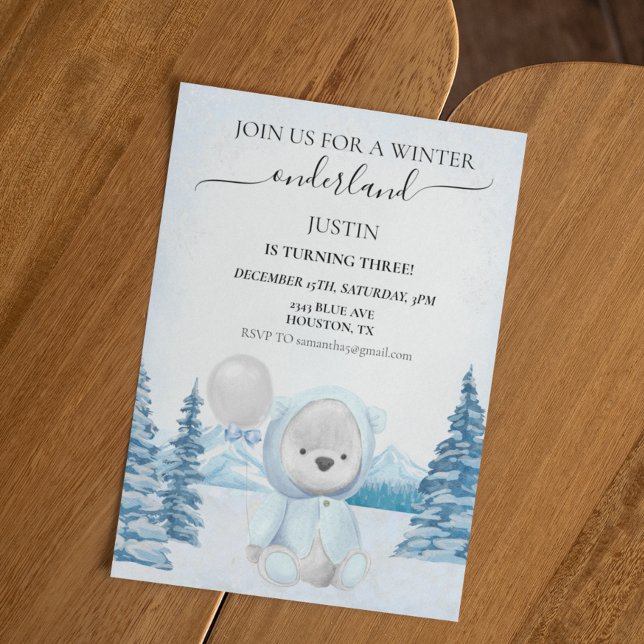 Polar Bear Christmas One First Birthday Winter  Invitation (Creator Uploaded)