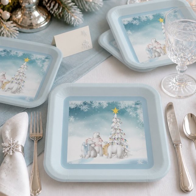 Polar Bear Christmas Paper Plates (Creator Uploaded)