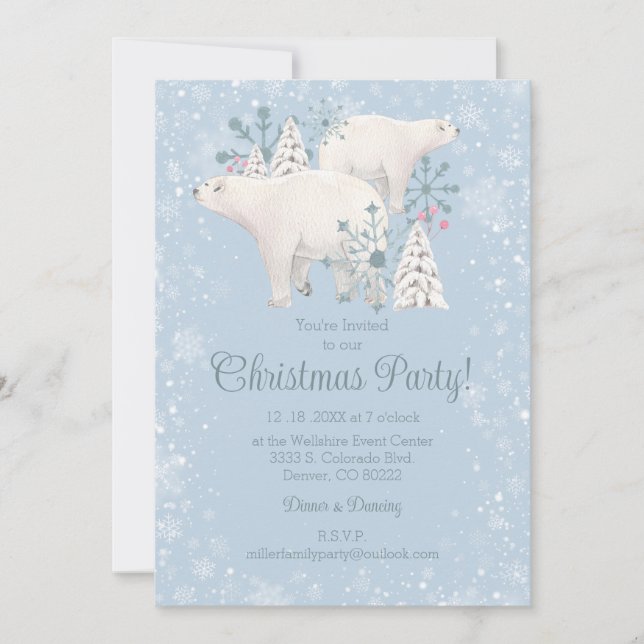 Polar Bear Christmas Party Invitation (Front)