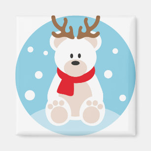 Polar Bear Christmas Reindeer Yule Winter Snow Magnet