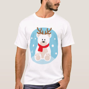 Polar Bear Christmas Reindeer Yule Winter Snow T-Shirt